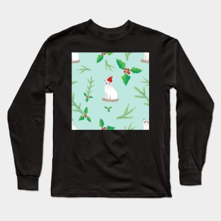 Meowy Christmas Ragdoll Cats with Santa Hats - Winter Party Pattern Long Sleeve T-Shirt